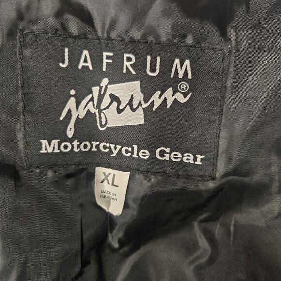 Jafrum Motorcycle Biker Black Leather Vest Side Laces Mens XL Inner Zip Pockets - Picture 9 of 9